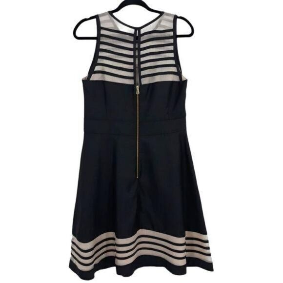 Taylor Silk & Shantung Dress Retro 60's Nautical Illusion Fit & Flare Sz 10 - Picture 4 of 10